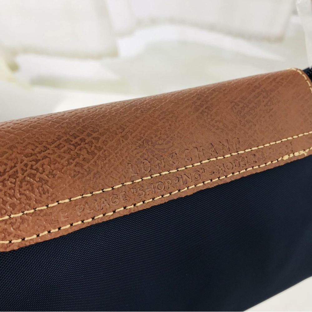 NWT Longchamp Le Pliage Original Large Shoulder Nylon Bag Tote Navy Blue - Picture 7 of 11